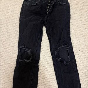 Free People Black Distressed Women Jeans